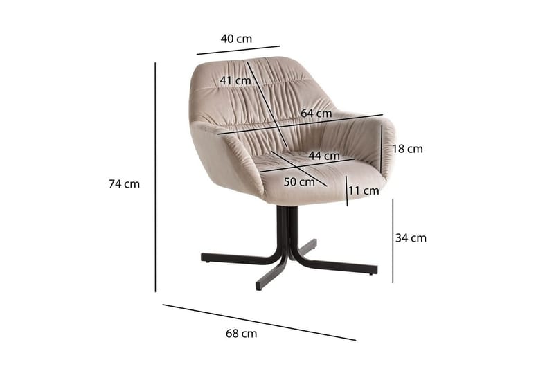 Lounge & Cocktail Stol Wohnling koselig fløyelstrukket, med armlener, moderne stil Beige - Beige - Møbler - Stoler & lenestoler - Lenestoler