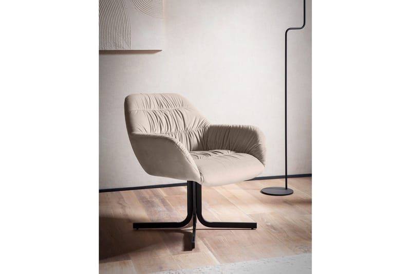 Lounge & Cocktail Stol Wohnling koselig fløyelstrukket, med armlener, moderne stil Beige - Beige - Møbler - Stoler & lenestoler - Lenestoler