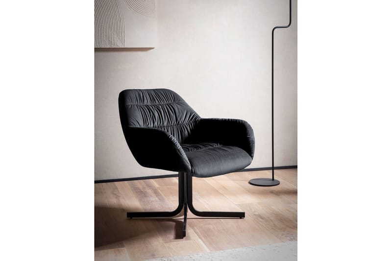 Lounge & Cocktail Stol Wohnling koselig fløyelstrukket, med armlener, moderne stil Svart - Svart - Møbler - Stoler & lenestoler - Lenestoler