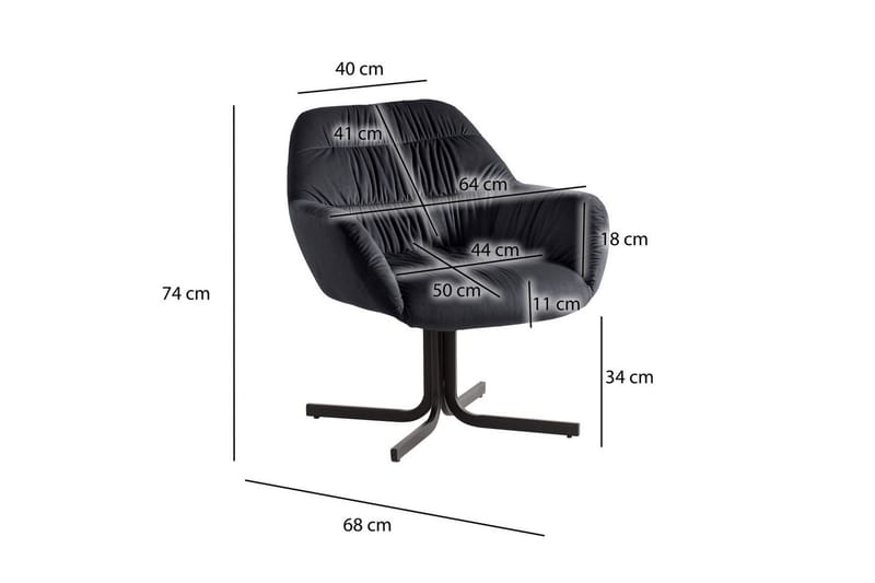 Lounge & Cocktail Stol Wohnling koselig fløyelstrukket, med armlener, moderne stil Svart - Svart - Møbler - Stoler & lenestoler - Lenestoler