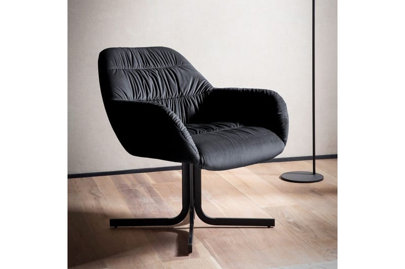 Lounge & Cocktail Stol Wohnling koselig fløyelstrukket, med armlener, moderne stil Svart - Svart - Møbler - Stoler & lenestoler - Lenestoler