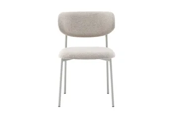 Lucy Spisestol & Kjøkkenstol i Bouclé med Sandfargede Metallben - Beige - Møbler - Stoler & lenestoler - Spisestuestoler & kjøkkenstoler