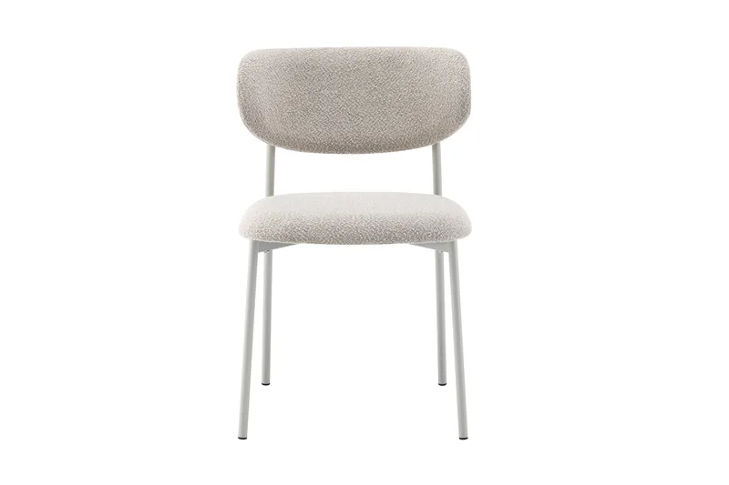 Lucy Spisestol & Kjøkkenstol i Bouclé med Sandfargede Metallben - Beige - Møbler - Stoler & lenestoler - Spisestuestoler & kjøkkenstoler
