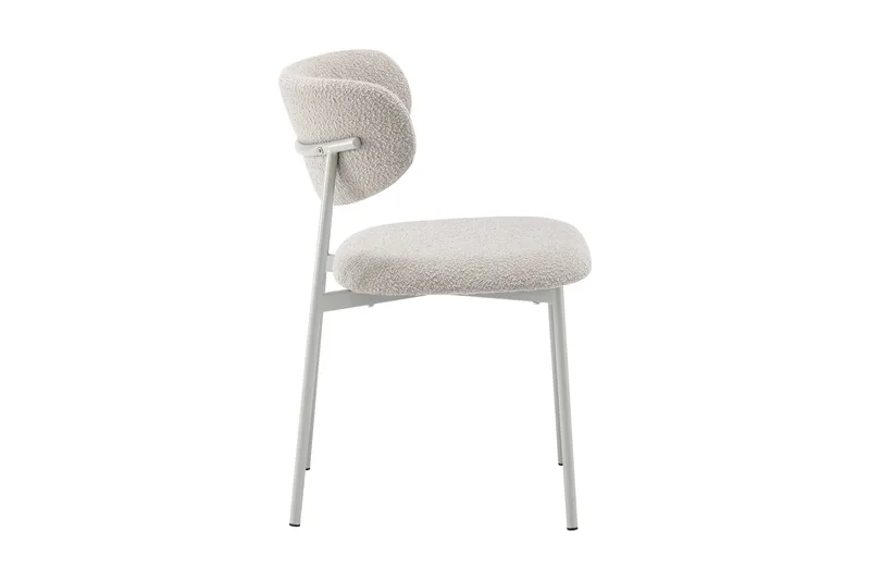 Lucy Spisestol & Kjøkkenstol i Bouclé med Sandfargede Metallben - Beige - Møbler - Stoler & lenestoler - Spisestuestoler & kjøkkenstoler