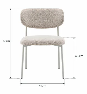 Lucy Spisestol & Kjøkkenstol i Bouclé med Sandfargede Metallben - Beige - Møbler - Stoler & lenestoler - Spisestuestoler & kjøkkenstoler