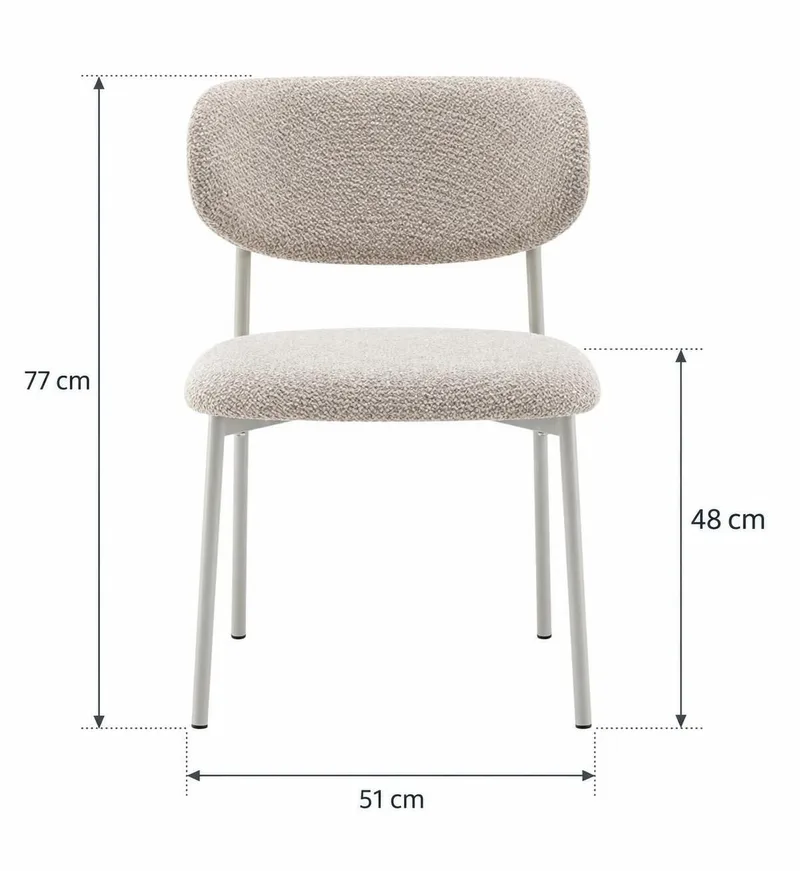 Lucy Spisestol & Kjøkkenstol i Bouclé med Sandfargede Metallben - Beige - Møbler - Stoler & lenestoler - Spisestuestoler & kjøkkenstoler