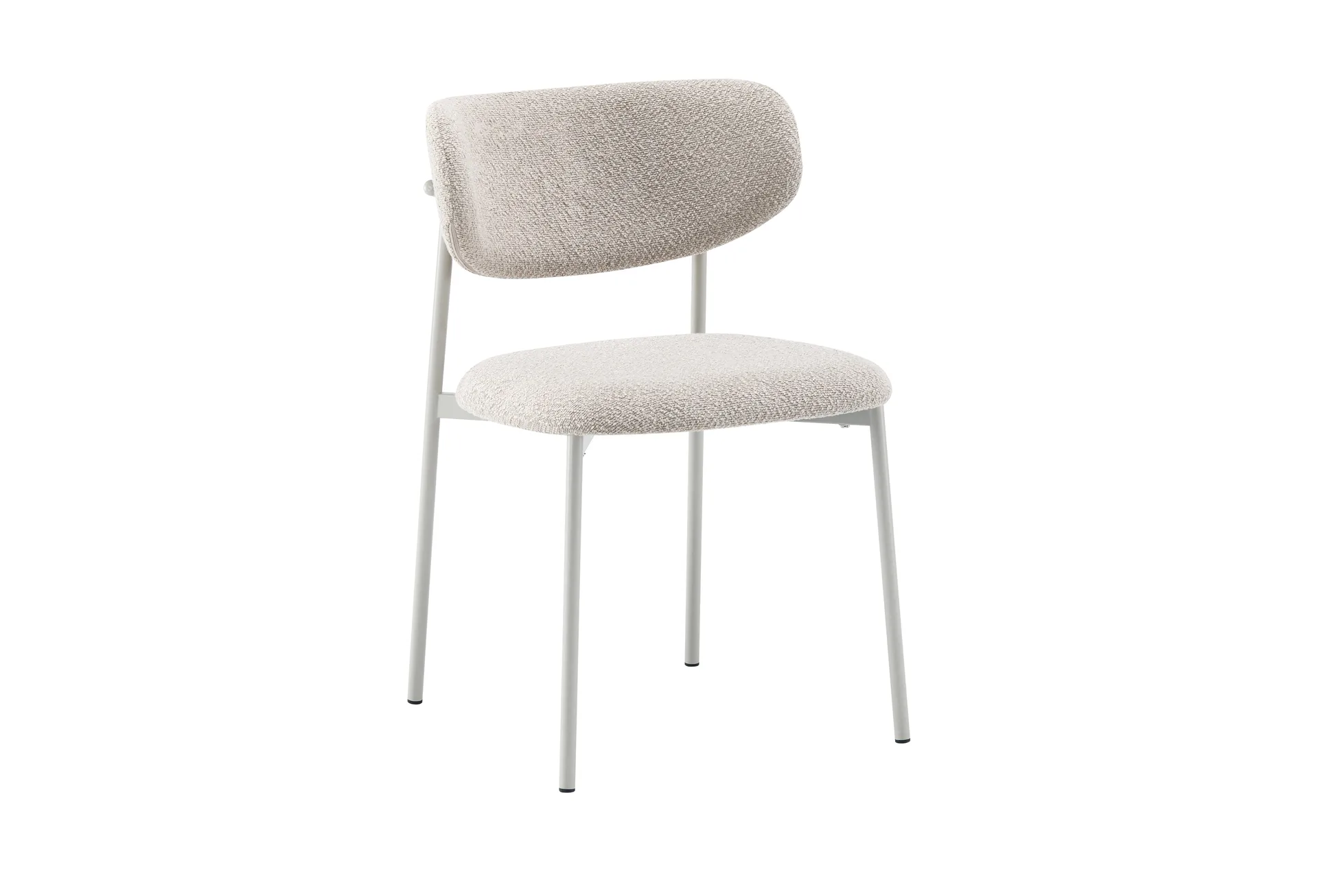 Lucy spisestol - Beige bouclé/metallben sand
