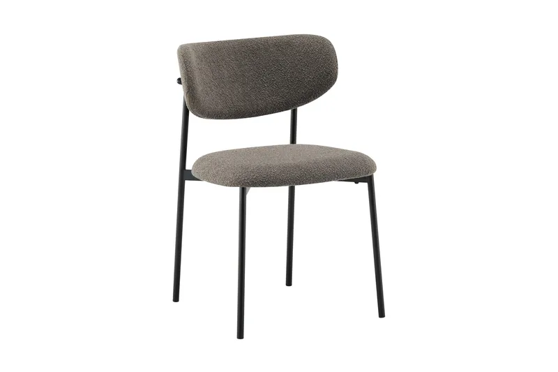 Lucy Spisestol, Brun bouclé/metallben svart