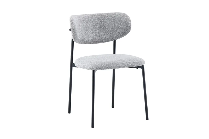 Lucy Spisestol, Grå bouclé/metallben svart