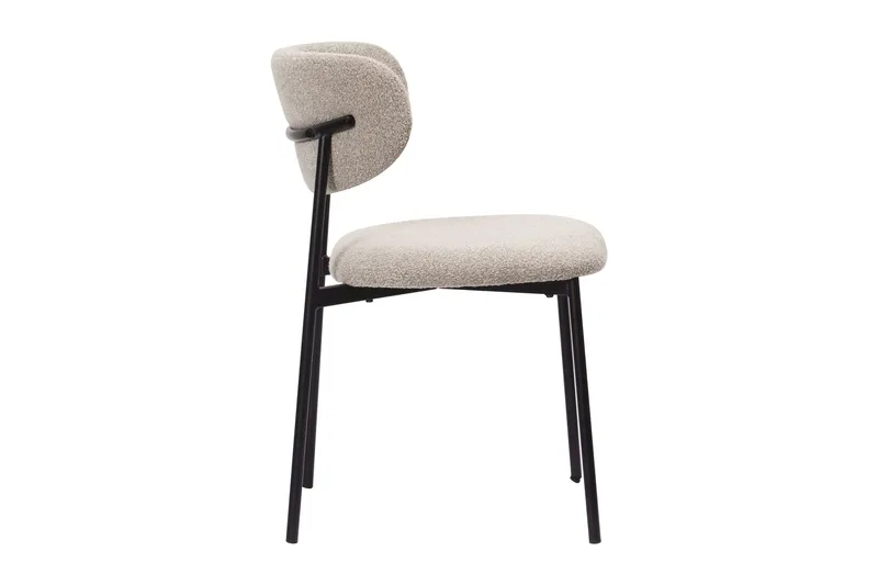 Lucy Spisestol - Greige bouclé / Metallben svart - Møbler - Stoler & lenestoler - Spisestuestoler & kjøkkenstoler