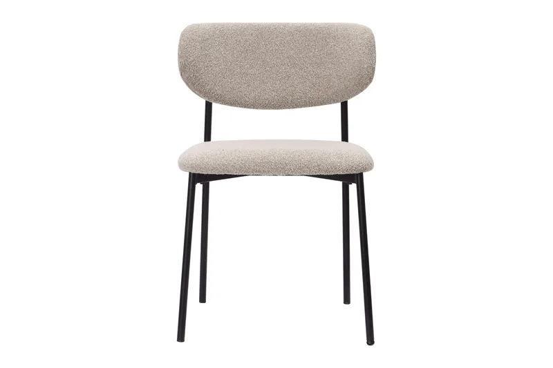 Lucy Spisestol, Greige bouclé / Metallben svart