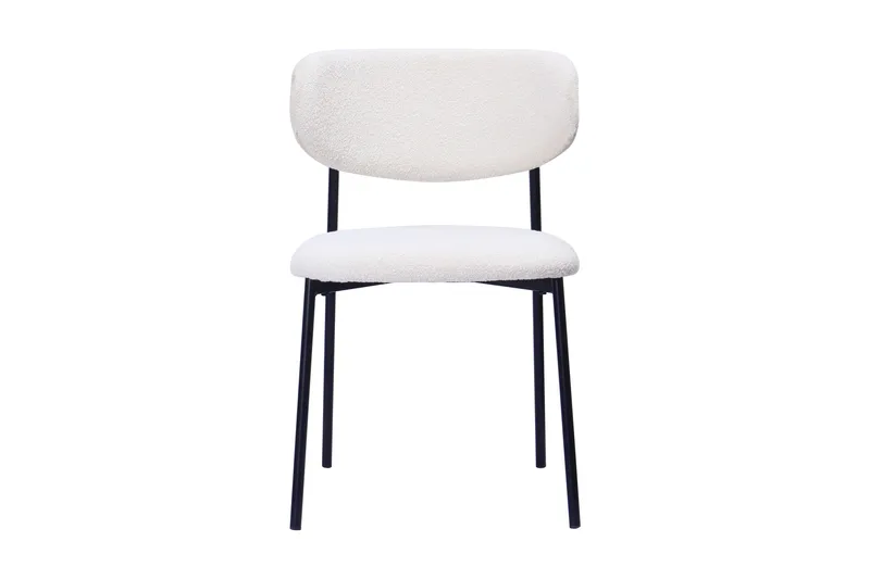 Lucy Spisestol, Hvit bouclé / Metallben svart