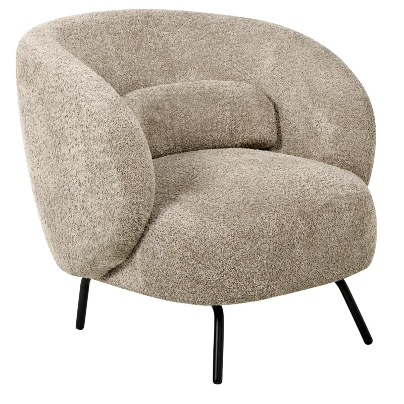 Makela Modern Rund Lenestol i Bouclé - Lys Taupe - Møbler - Stoler & lenestoler - Lenestoler