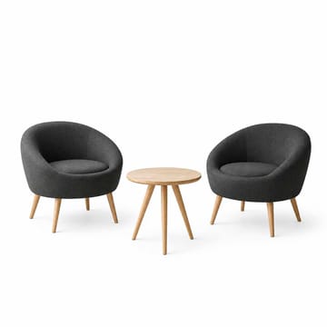 Masakata Rund Lenestol med Sidebord i Tekstil - Grå - Møbler - Stoler & lenestoler - Lenestoler