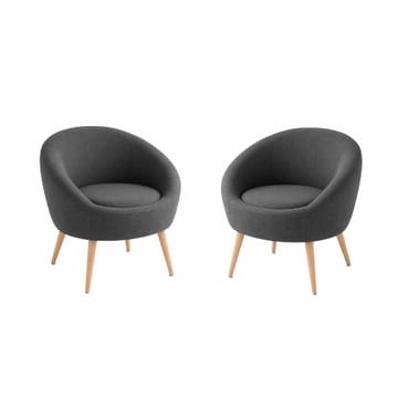 Masakata Rund Lenestol med Sidebord i Tekstil - Grå - Møbler - Stoler & lenestoler - Lenestoler