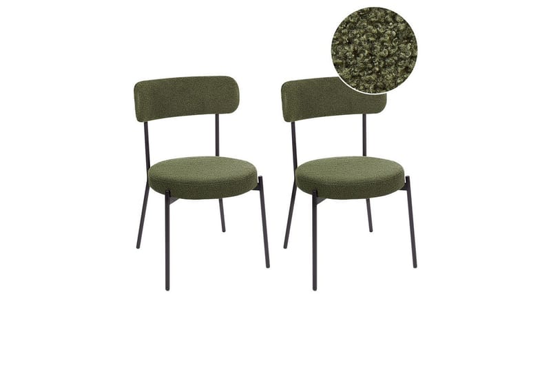 Matsalsstol Beliani Allison set om 2 Beige-Svart Dark green - Møbler - Stoler & lenestoler - Spisestuestoler & kjøkkenstoler