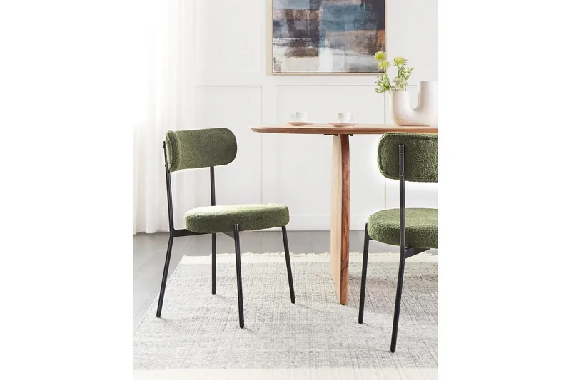 Matsalsstol Beliani Allison set om 2 Beige-Svart Dark green - Møbler - Stoler & lenestoler - Spisestuestoler & kjøkkenstoler