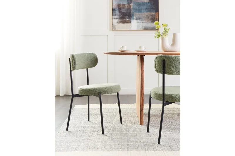 Matsalsstol Beliani Allison set om 2 Beige-Svart Light green - Møbler - Stoler & lenestoler - Spisestuestoler & kjøkkenstoler