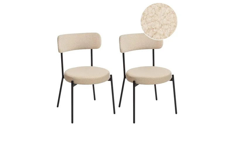 Matsalsstol Beliani Allison set om 2 Beige-Svart Ljusbeige - Møbler - Stoler & lenestoler - Spisestuestoler & kjøkkenstoler