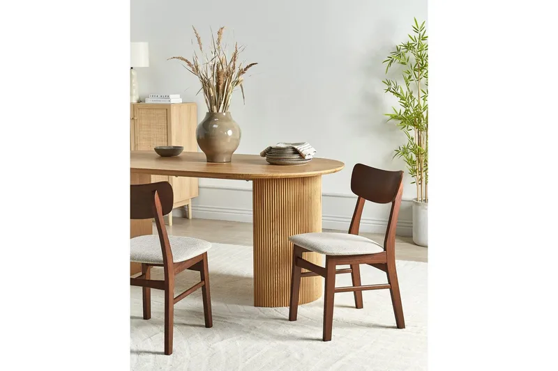 Matsalsstol Beliani Anoka set om 2 Mörk Trä-Beige Taupe - Møbler - Stoler & lenestoler - Spisestuestoler & kjøkkenstoler