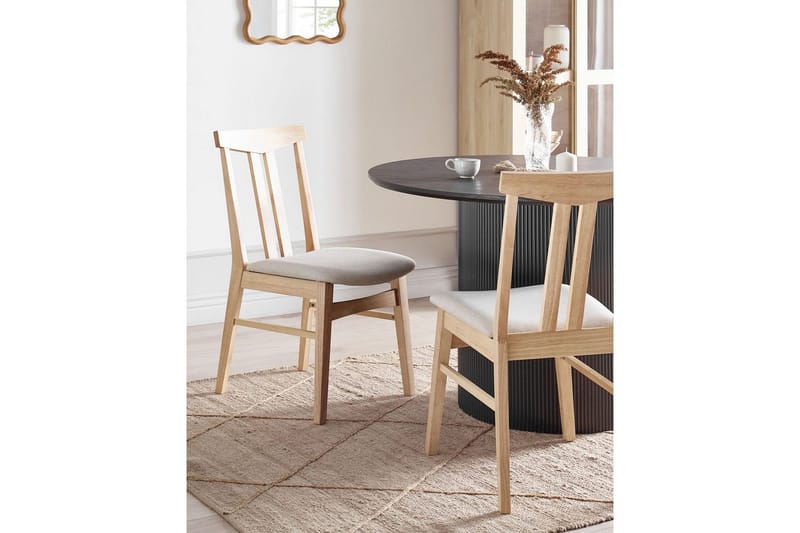 Matsalsstol Beliani Avalon set om 2 Ljus Trä-Beige Ljusbeige - Møbler - Stoler & lenestoler - Spisestuestoler & kjøkkenstoler