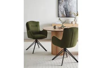 Matsalsstol Beliani Avelar set om 2 Beige-Svart Dark green - Møbler - Stoler & lenestoler - Spisestuestoler & kjøkkenstoler