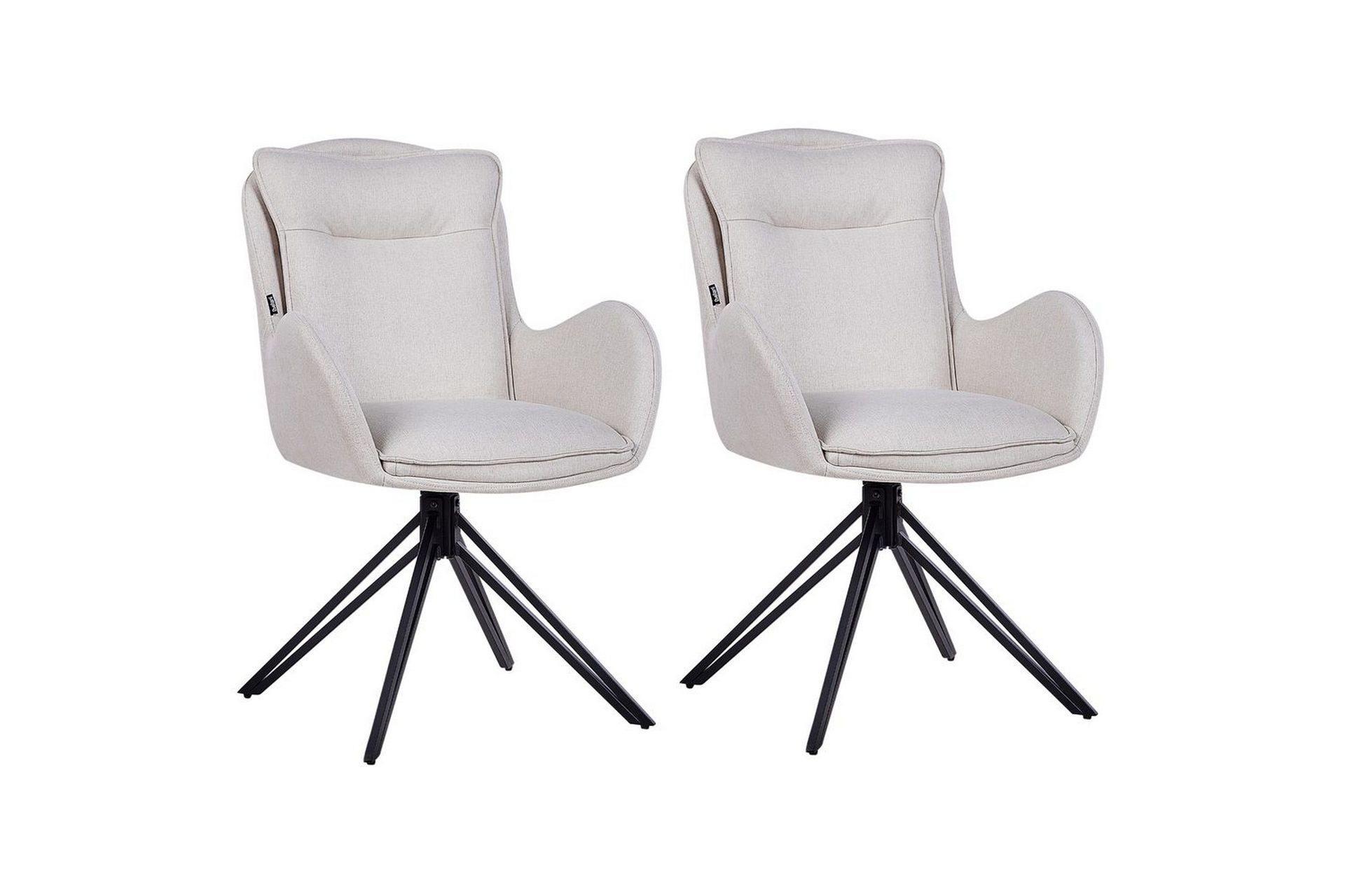 Matsalsstol Beliani Avelar set om 2 Beige-Svart Ljusbeige -
