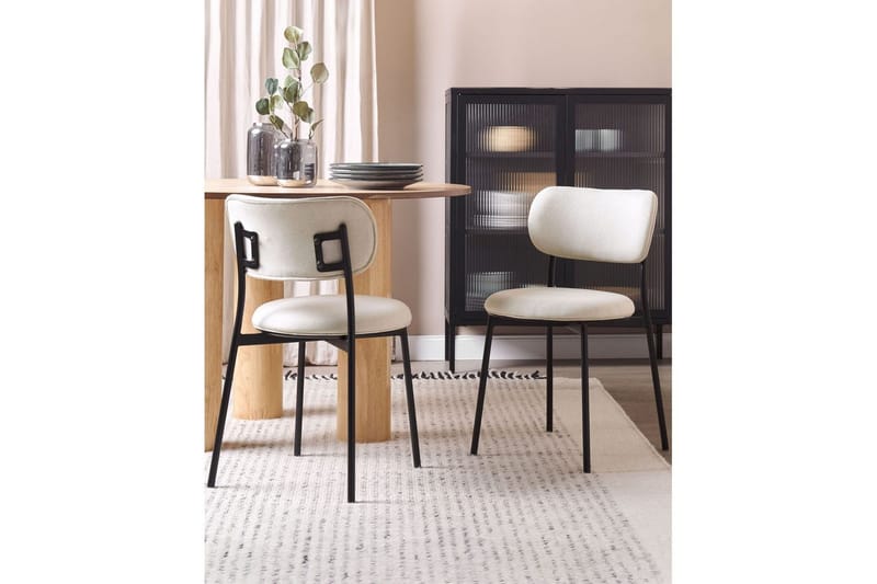 Matsalsstol Beliani Casey set om 2 Beige-Svart Ljusbeige - Møbler - Stoler & lenestoler - Spisestuestoler & kjøkkenstoler