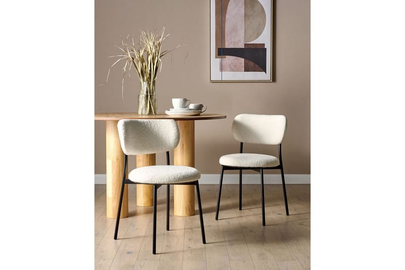 Matsalsstol Beliani Casey set om 2 Beige-Svart Off White - Møbler - Stoler & lenestoler - Spisestuestoler & kjøkkenstoler