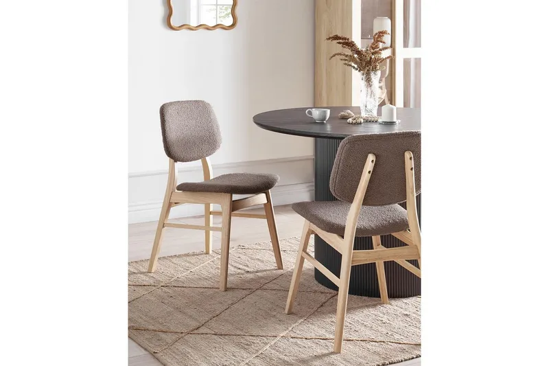 Matsalsstol Beliani Ella set om 2 Ljus Trä-Beige Taupe VALUE_MISSING_18306 - Møbler - Stoler & lenestoler - Spisestuestoler & kjøkkenstoler