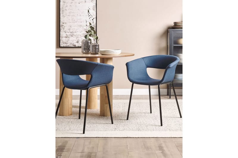 Matsalsstol Beliani Elma set om 2 Blå-Svart Dark blue - Møbler - Stoler & lenestoler - Spisestuestoler & kjøkkenstoler