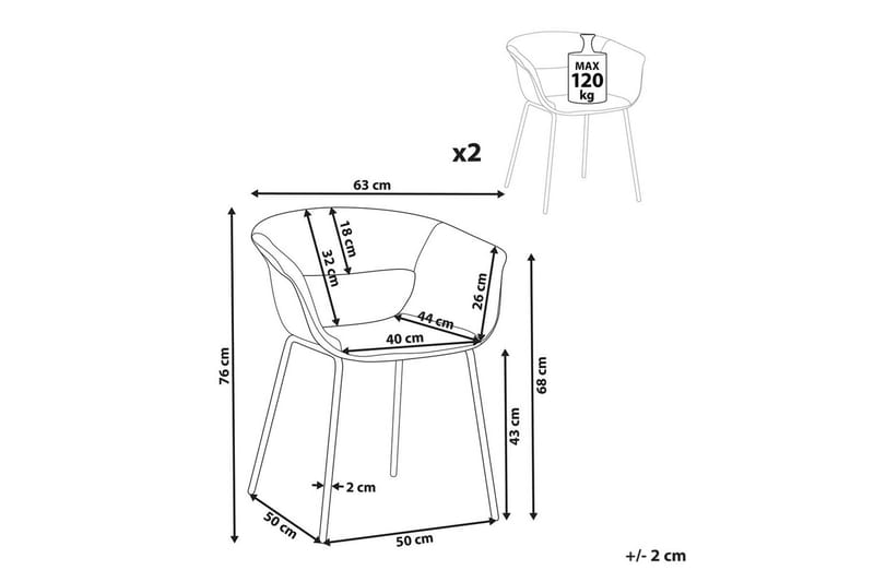 Matsalsstol Beliani Elma set om 2 Blå-Svart Off White - Møbler - Stoler & lenestoler - Spisestuestoler & kjøkkenstoler