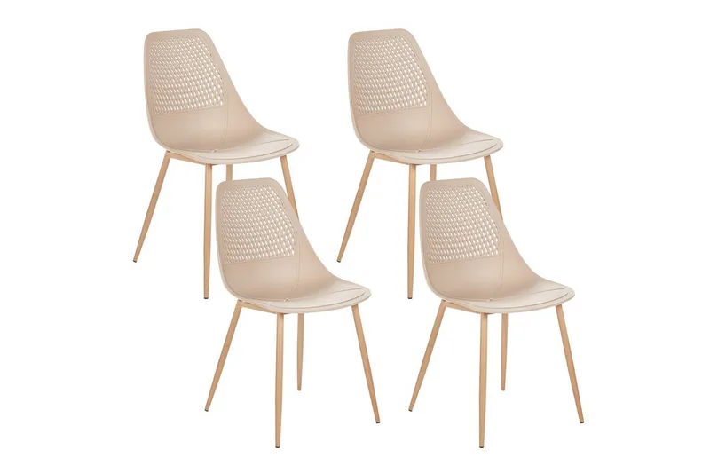 Matsalsstol Beliani Hazelton set om 4 Beige-Ljust Trä Beige - Møbler - Stoler & lenestoler - Spisestuestoler & kjøkkenstoler