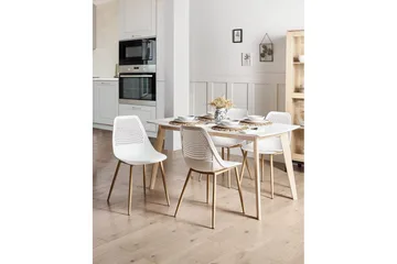 Matsalsstol Beliani Hazelton set om 4 Beige-Ljust Trä White - Møbler - Stoler & lenestoler - Spisestuestoler & kjøkkenstoler