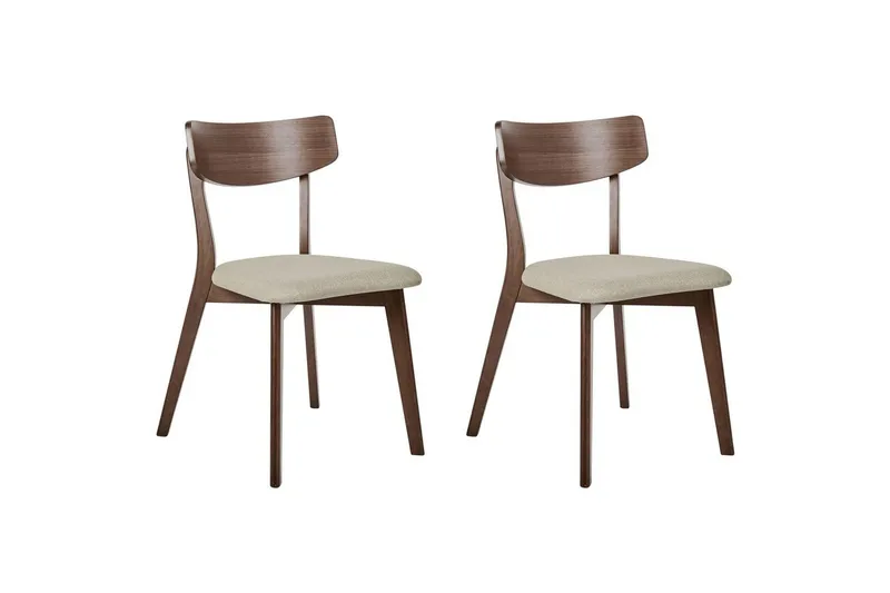 Matsalsstol Beliani Hope set om 2 Ljus Trä-Grå Ljusbeige, undefined