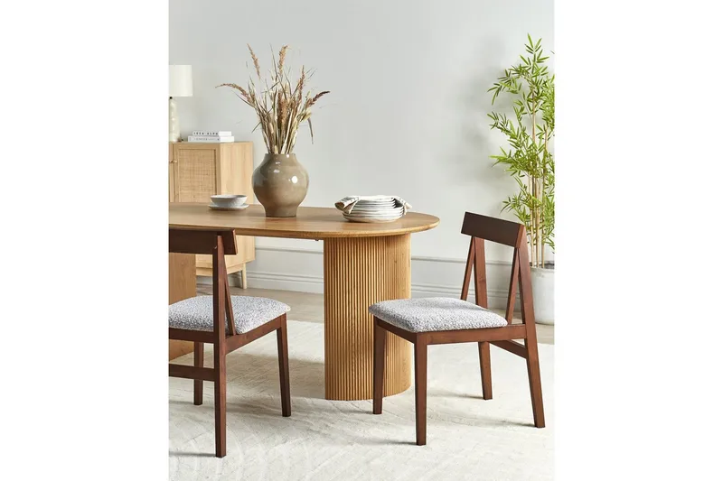 Matsalsstol Beliani Isle set om 2 Mörk Trä-Beige Dark wood VALUE_MISSING_1 - Møbler - Stoler & lenestoler - Spisestuestoler & kjøkkenstoler