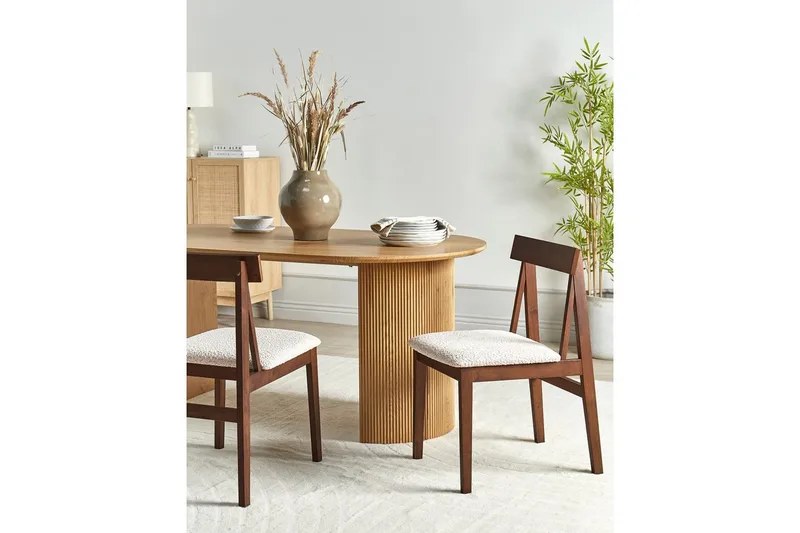 Matsalsstol Beliani Isle set om 2 Mörk Trä-Beige Dark wood VALUE_MISSING_2 - Møbler - Stoler & lenestoler - Spisestuestoler & kjøkkenstoler