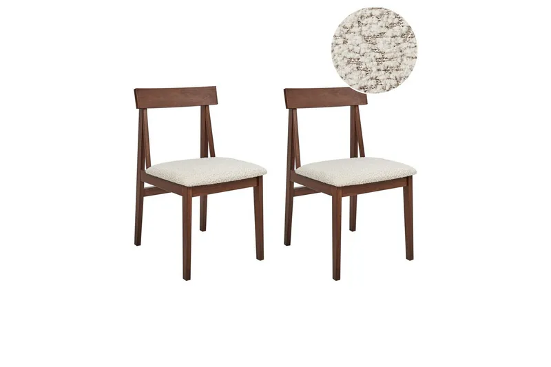 Matsalsstol Beliani Isle set om 2 Mörk Trä-Beige Dark wood VALUE_MISSING_2 - Møbler - Stoler & lenestoler - Spisestuestoler & kjøkkenstoler