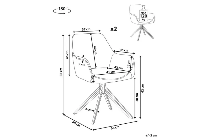 Matsalsstol Beliani Jodar set om 2 Beige-Svart Teal - Møbler - Stoler & lenestoler - Spisestuestoler & kjøkkenstoler