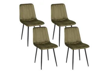 Matsalsstol Beliani Kalispell set om 4 Olive green - Møbler - Stoler & lenestoler - Spisestuestoler & kjøkkenstoler