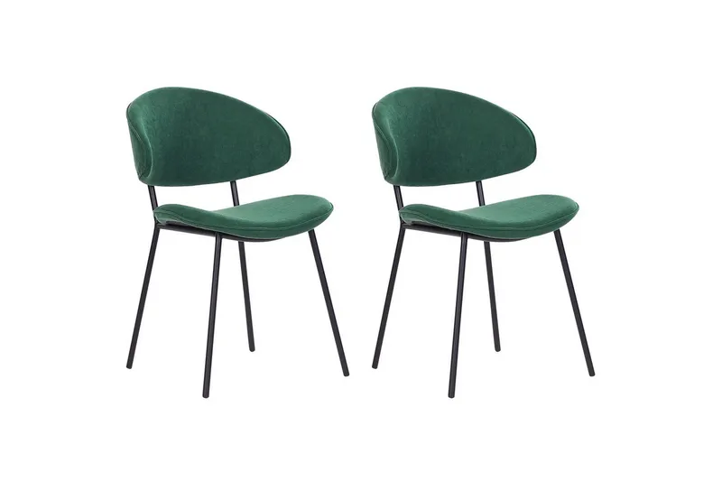 Matsalsstol Beliani Kiana set om 2 Beige Dark green - Møbler - Stoler & lenestoler - Spisestuestoler & kjøkkenstoler