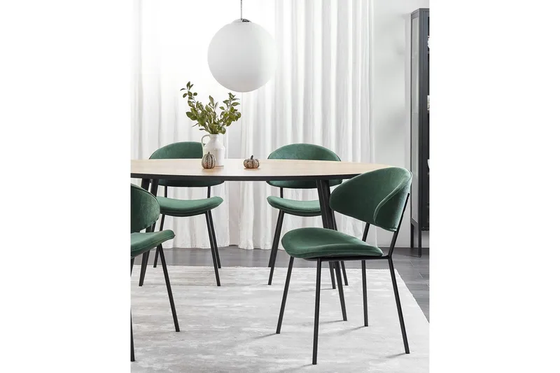 Matsalsstol Beliani Kiana set om 2 Beige Dark green - Møbler - Stoler & lenestoler - Spisestuestoler & kjøkkenstoler