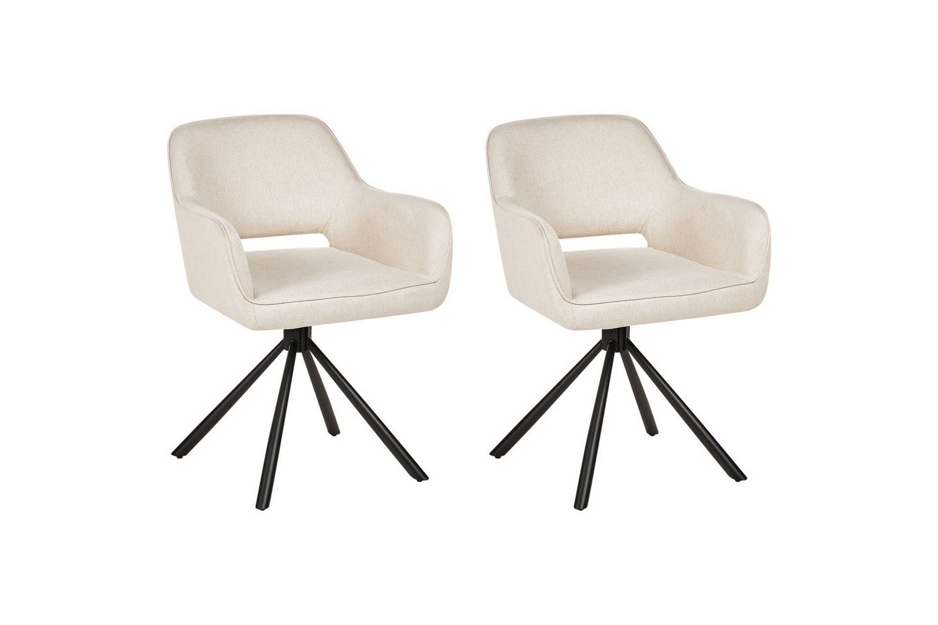 Matsalsstol Beliani Loures set om 2 Beige-Svart Ljusbeige -