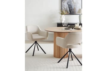 Matsalsstol Beliani Loures set om 2 Beige-Svart Ljusbeige - Møbler - Stoler & lenestoler - Spisestuestoler & kjøkkenstoler