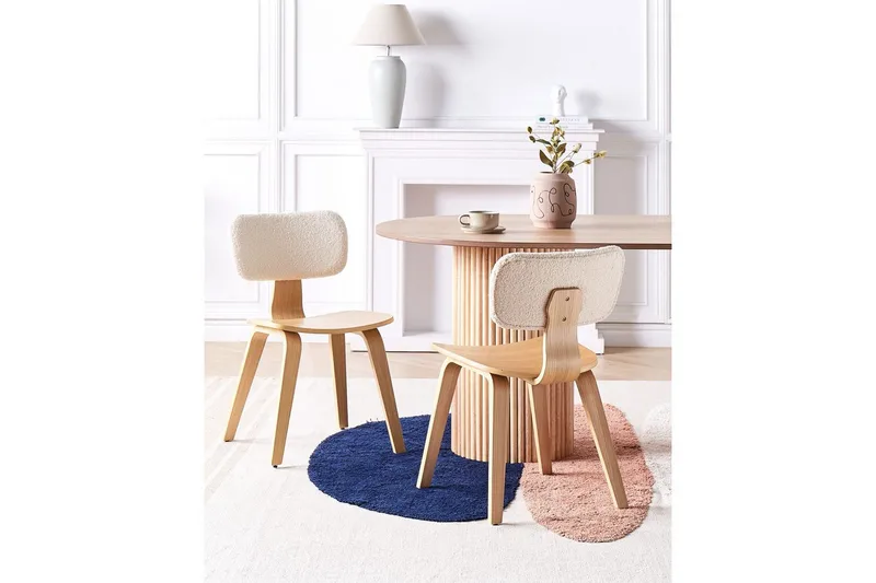Matsalsstol Beliani Lucinda set om 2 Beige-Ljust Trä Ljusbeige VALUE_MISSING_1 - Møbler - Stoler & lenestoler - Spisestuestoler & kjøkkenstoler