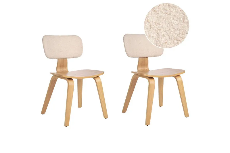Matsalsstol Beliani Lucinda set om 2 Beige-Ljust Trä Ljusbeige VALUE_MISSING_1 - Møbler - Stoler & lenestoler - Spisestuestoler & kjøkkenstoler