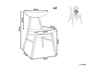 Matsalsstol Beliani Lynn set om 2 Ljus Trä-Beige Light grey - Møbler - Stoler & lenestoler - Spisestuestoler & kjøkkenstoler