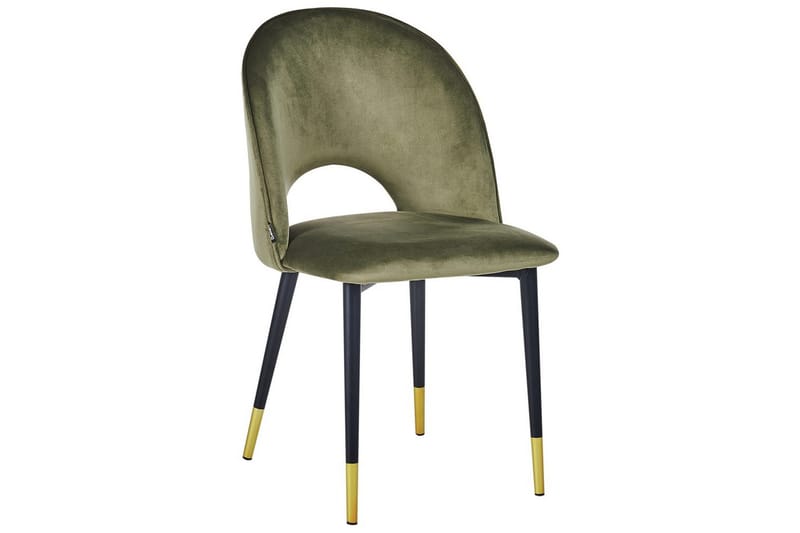 Matsalsstol Beliani Magalia set om 2 Beige-Svart-Guld Olive green - Møbler - Stoler & lenestoler - Spisestuestoler & kjøkkenstoler