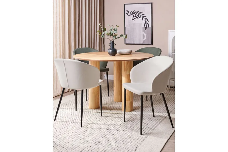 Matsalsstol Beliani Mason set om 2 Beige-Svart Ljusbeige - Møbler - Stoler & lenestoler - Spisestuestoler & kjøkkenstoler