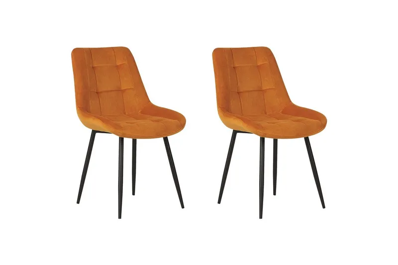 Matsalsstol Beliani Melrose set om 2 Beige-Svart Orange - Møbler - Stoler & lenestoler - Spisestuestoler & kjøkkenstoler